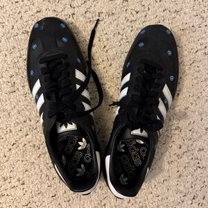 Adidas Samba Black Sneakers Blue Flower Accents